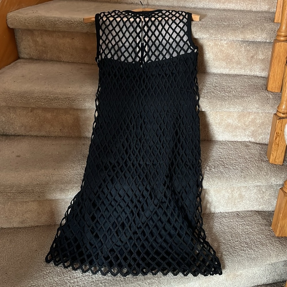 Chic Black Mesh overlay dress. No size or fabric tags. See measurements